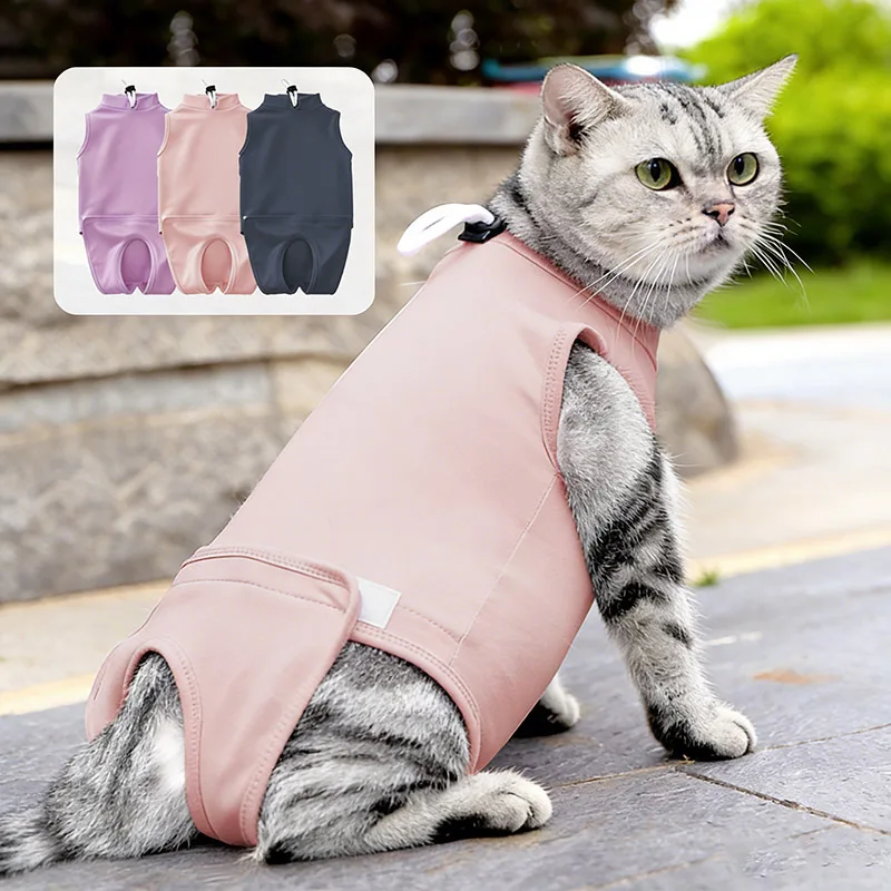 

Anti-licking Cats Surgery Recovery Suit Soft Breathable Velcro Design Cat Jumpsuit Vest After Surgery Clothing Accessoires Chat