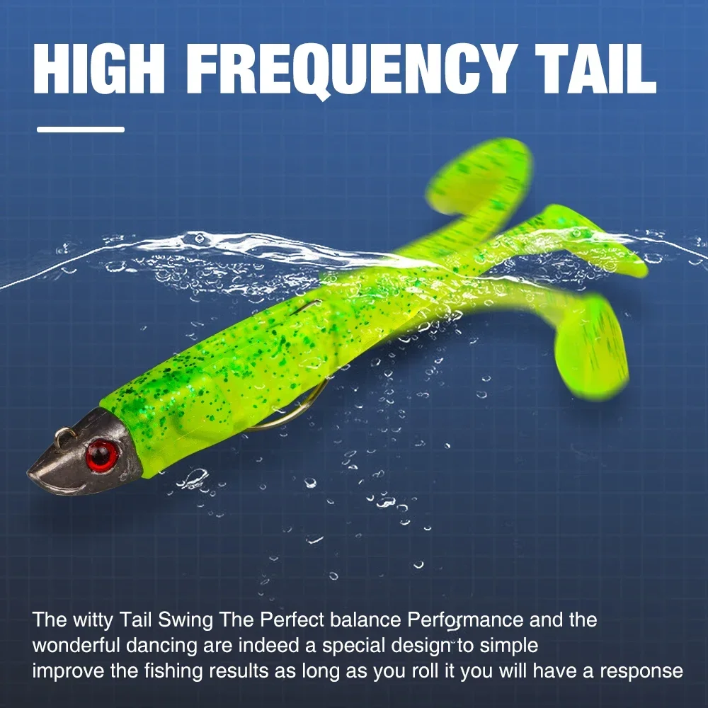 THORFORCE  Jiging Head Soft Lure T Tail Sea Bass Fishing Lure Tackle Silicone Bait Wobblers Sea Fishing Soft Lures Swimbait