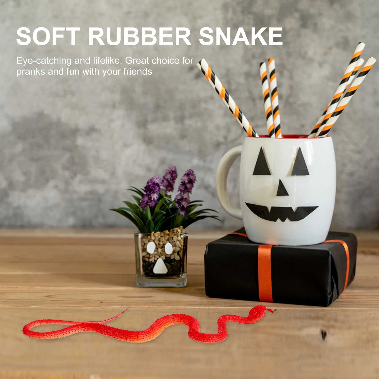 

Flexible Lifelike Rubber Snake Prop Realistic Touch Scary Prank Item for Halloween Ghost House Party Bar Trick Or Treat