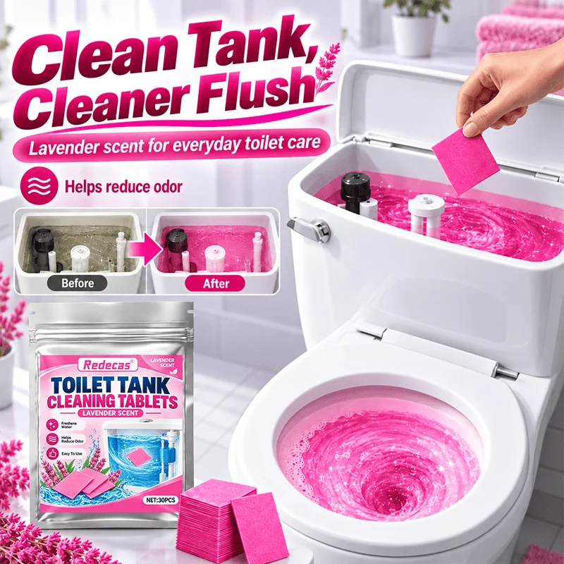 30 Pcs Pink Lavender Scented Toilet Cleaner Tablets, Dissolve Urine Water Stains Black Limescale, Restore Shine Eliminate Odor