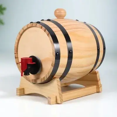 

Oak Wine Barrel 1L Mini Whiskey Beer Dispenser Spigot Wooden Red Wine Container Stand Bar Decor Wooden Barrel Stand