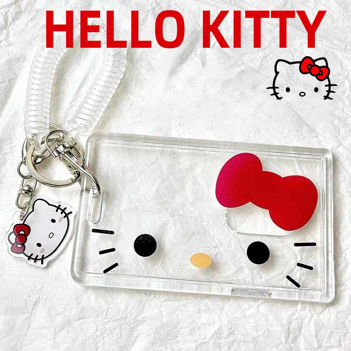 Hello Kitty Card Holder Cartoon Cute Badge Credit Card Holders Badge Credit Bank ID Holders Women Keychain Bus Cards Cover Cases