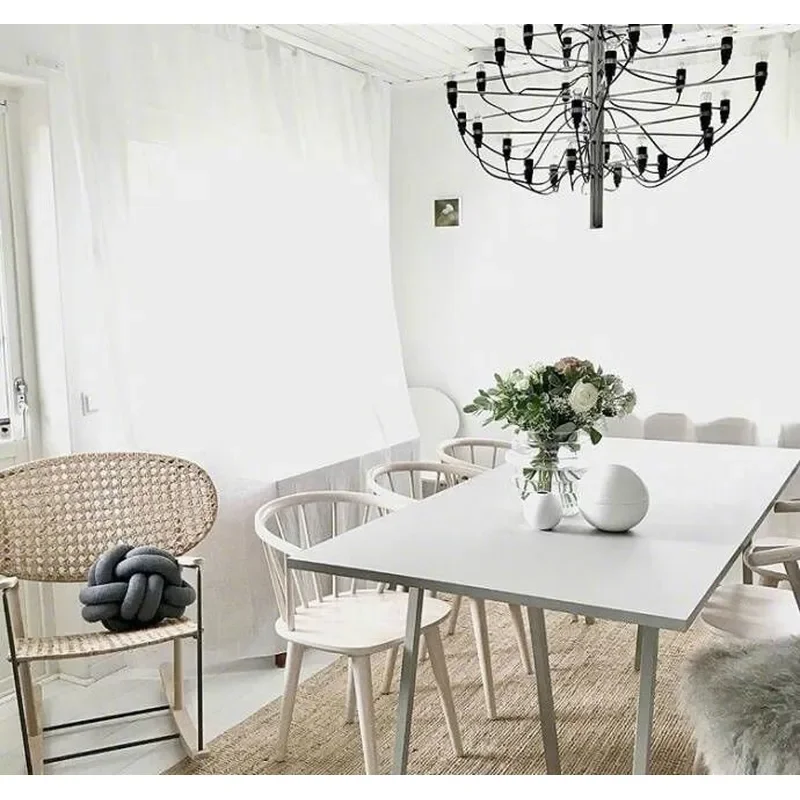 for Solid Wood Minimalist Long Table Nordic Designer Dining Desk Ins Home Office Wrought Iron Double Computer Workstation