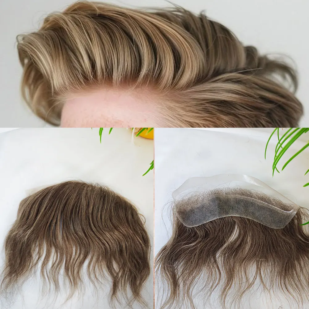 Toupee for Men V-loop Knotless Human Hair Transparent HD Lace Front With PU Hairline For Men 15cm Hair piece Replacement System