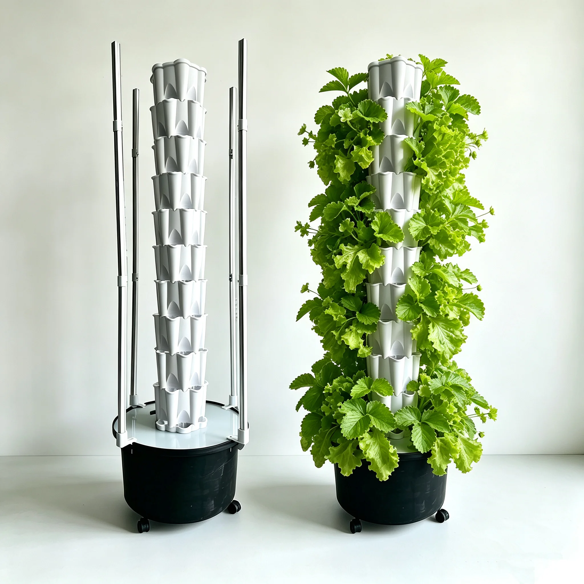 60 Plant Sites Hydroponic Tower with 4 Grow Light, 10 Tiers Vertical Garden Growing System for Herb Vegetables Fruits