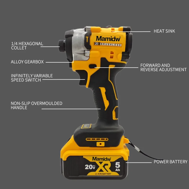 Mamidw Cordless Compact Drill Driver Brushless Electric Drill Multifunctional Screwdriver Power Tools For Dewalt 20V Battery image 6