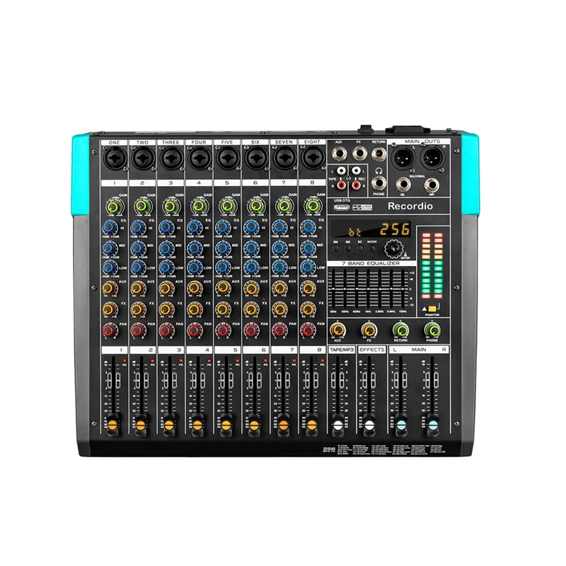 M01K Professional Audio Mixer GAX-PA8 Channel Sound Board Console Mixing Desk System Interface Built-In 256 Reverb Effect EU Plu