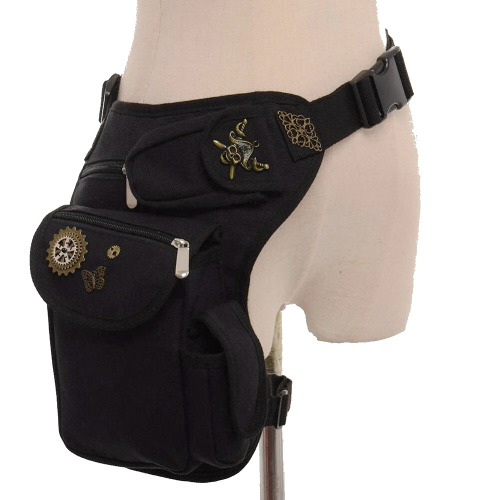 Brown Gothic Punk Corset Waist Bag Women Steampunk Rock Burlesque Costume Accessories