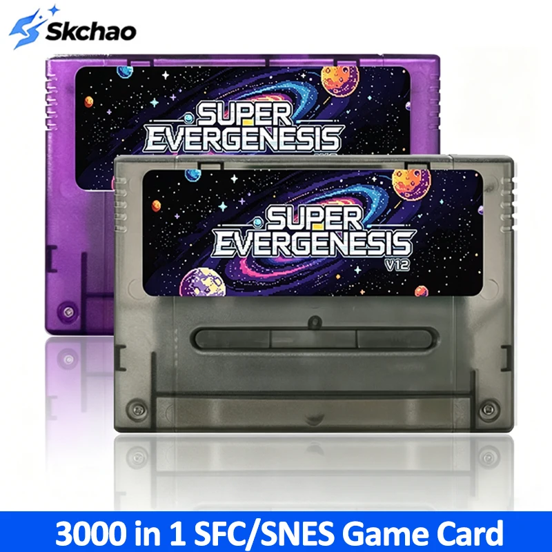 Karta z grami 3000 w 1 na kasetce SFC z kartą TF 8GB, retro karta z grami na Super Famicom SNES SFC, klasyczna konsola wideo, akcesoria do gier.