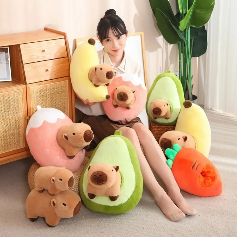 

Banana Avocado Capybara Plush Toy Strawberry Cute Capibara Anime Fluffty Toy Cartoon Carrot Capybara Plush Doll Home Decor