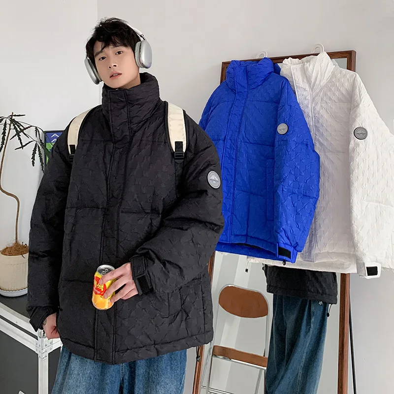 

Warmth Du down Jaet Men's Winter Faion Casual Anti-Cold White Du Feather Stand Collar Couple Outerwear HE Brand