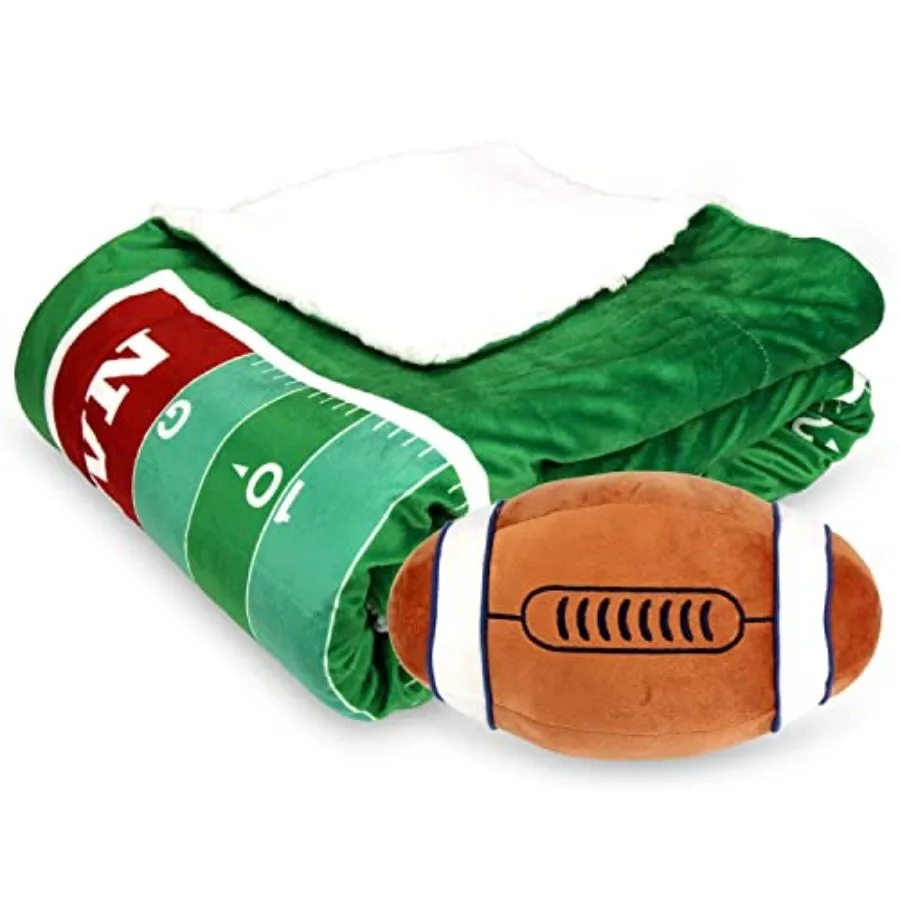 

Sports Field Game Microplush Reversible Sherpa Interactive Throw and Pillow Gift Set