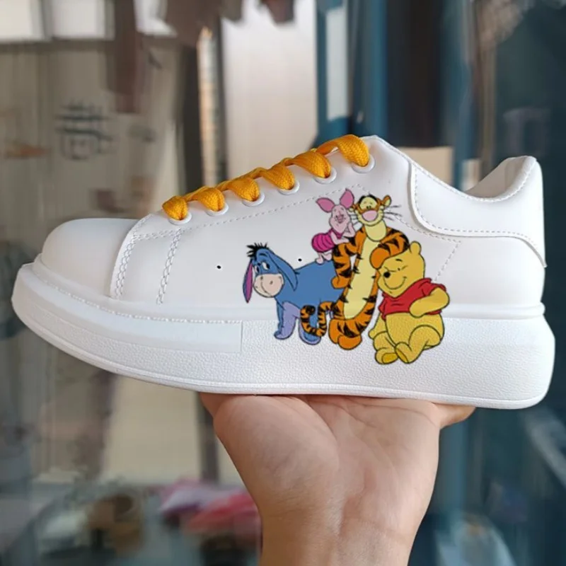 Anime Winnie Sneakers Disney Cartoon Piglet Tennis Shoes Print Couple Casual Shoes Fashion Adult Basket Shoes Size 35-44