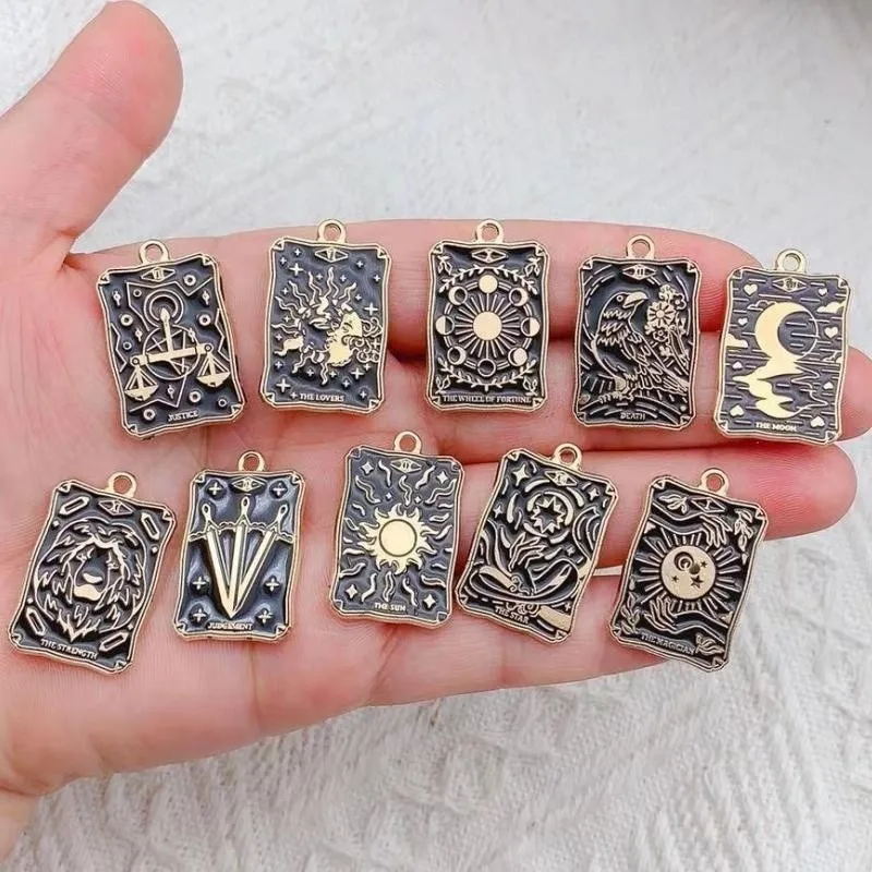 10pcs Sun Moon Animal Tarot Charm for Jewelry Making Enamel Necklace Pendant Diy Supplies Bracelet Phone Craft Accessories