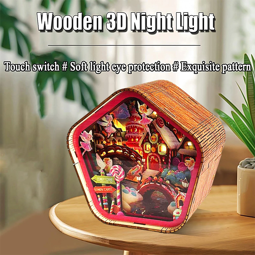 

Miniature Book Nook, Candyland Fairy Tale Scene with LED Lights, 3D Bookshelf Decor, DIY Craft Kit, Creative Home Decoration