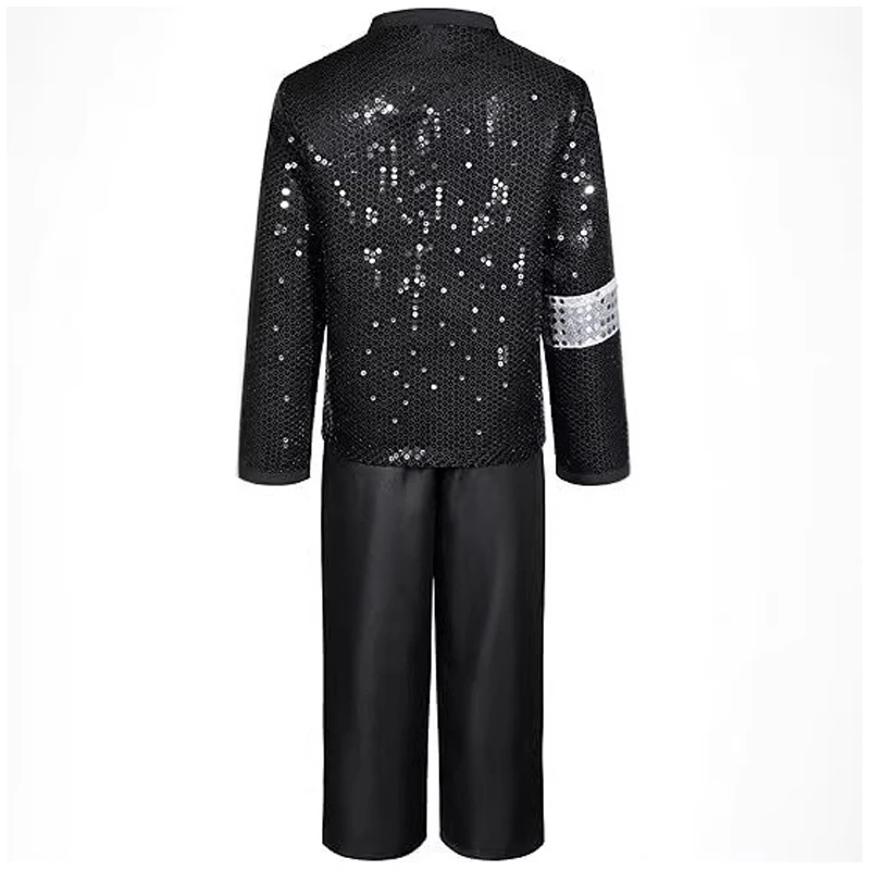 Children's Halloween Retro Party Set, Sequined Jazz Style Costume with Top Hat, Gloves, Sunglasses, Complete Set Party Dress image 4