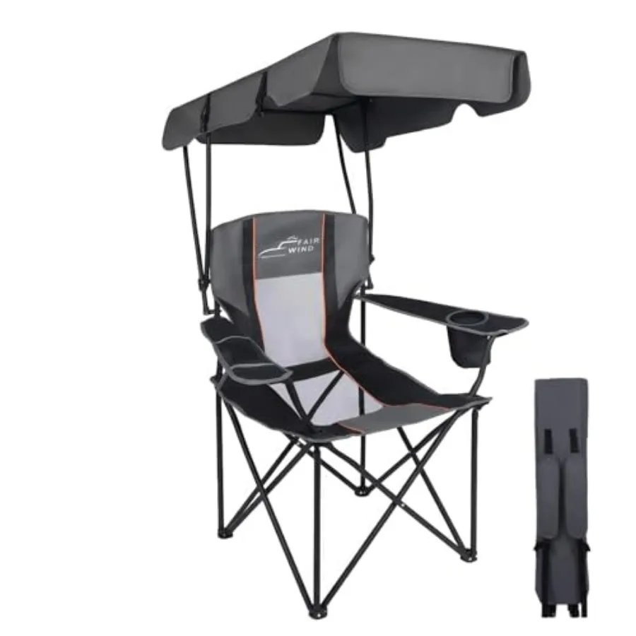 

Portable Canopy Camping Chair 380 LBS Capacity Heavy Duty Oversized Folding Lawn Chair with Sunshade for Beach Fishing Sports a