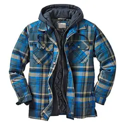 Autumn Winter Men's Long Sleeved Plus Thick Collar Plaid Shirt Jacket Outdoor Leisure Sports Travel Coat Top