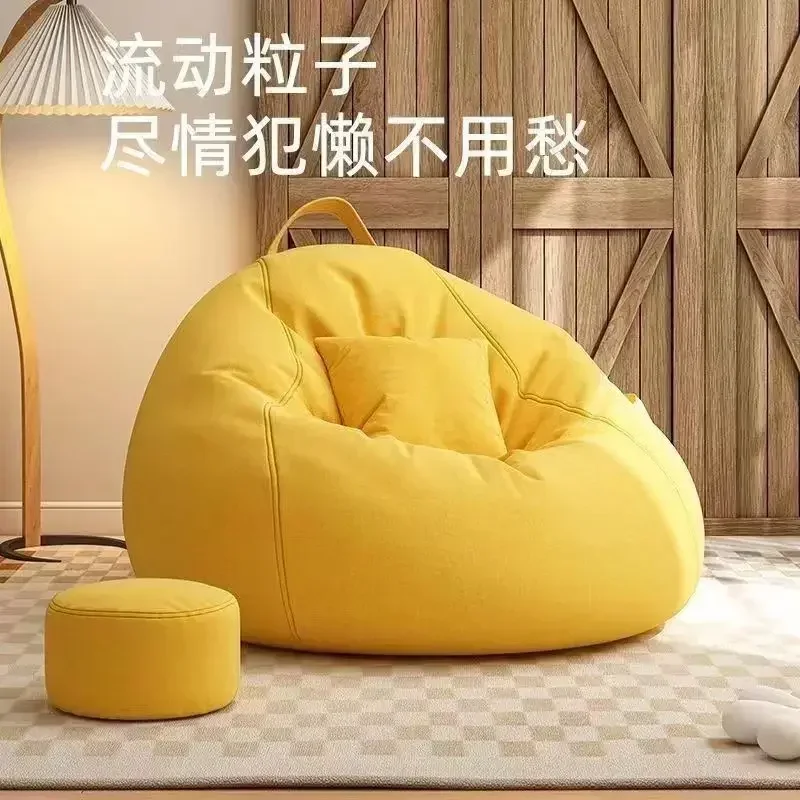 Sofas Chairs With Pedal Pillow Floor Linen Cloth Lounger Seat Bean Bag Pouf Puff Couch Leisure Tatami Living Room Household image 3