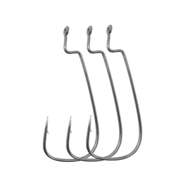 KESFISHING Narrow Fishing Hook High Carbon Steel Offset Fishhook For Soft Worm Lure Barb Wobbler