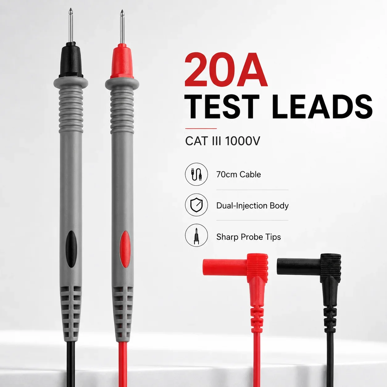 ZHONNA 20A Multimeter Test Leads for Laser Module Testing, CAT III 1000V Dual-Insulated Probes for Clamp Meter Accessories