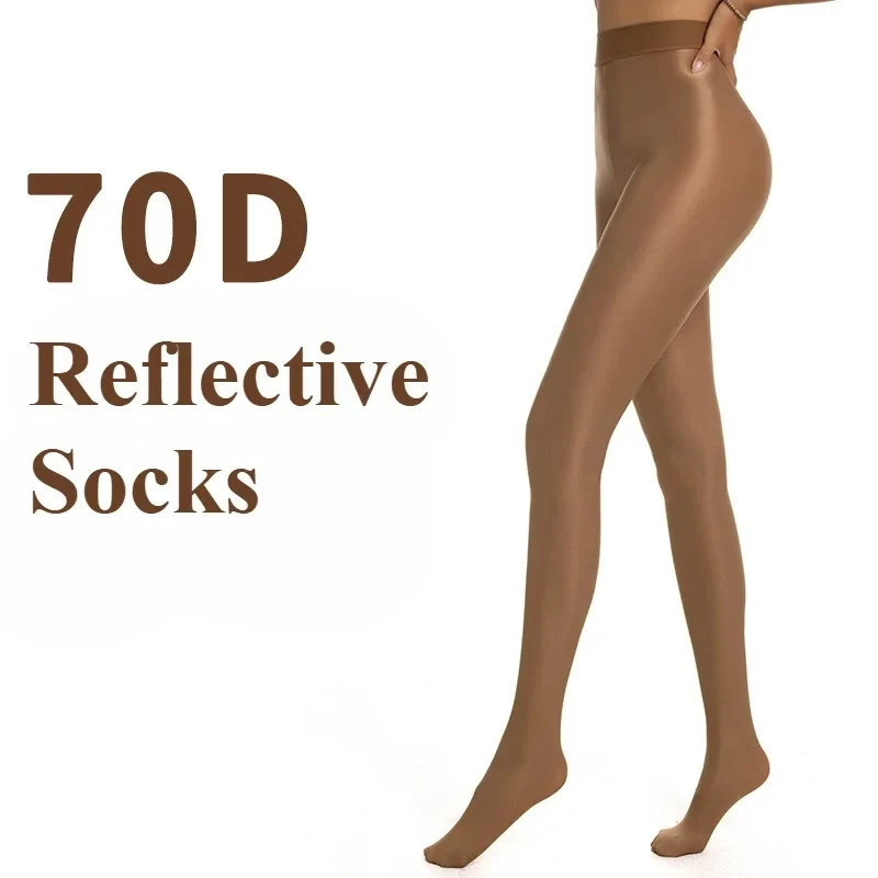70D Damen Shaping Strumpfhosen Glänzende Strumpfhosen Sexy Form Tanz Sänger Reflektierende Fitness Kompression Nachtclub Strümpfe Große Größe