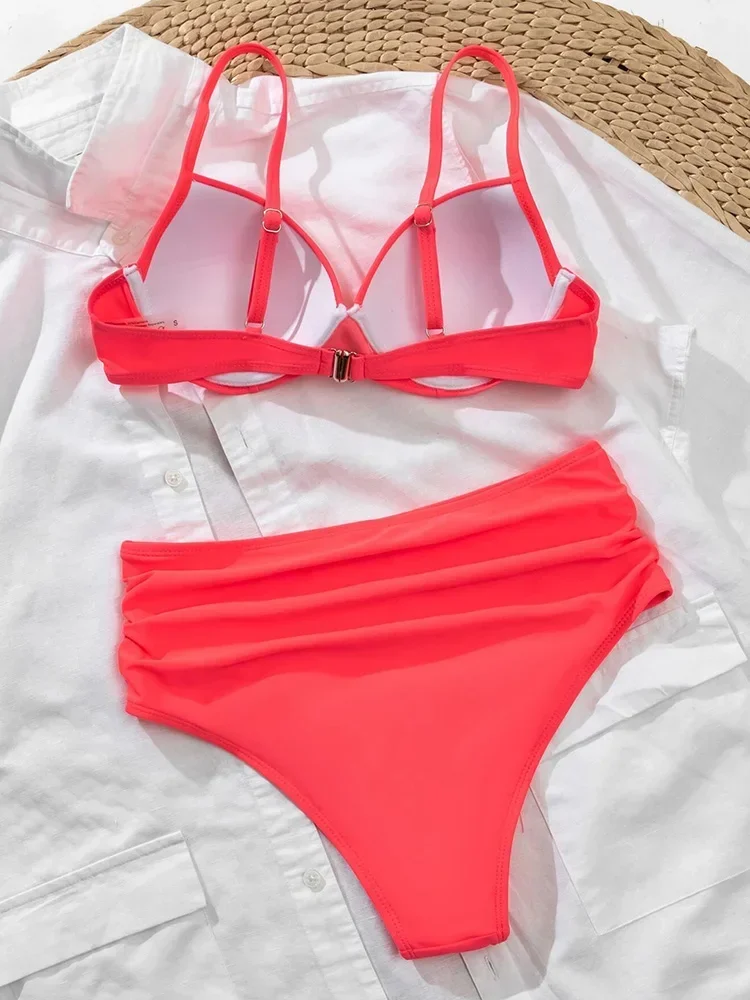 Sexy Push Up Bikinis Swimsuit High Waist Swimwear Women Summer Beachwear Female Solid Bathing Suits