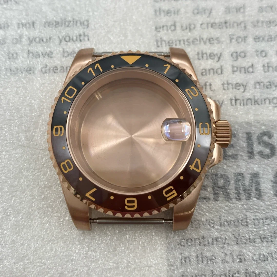 40mm Stainless Steel Solid Bottom Rose Gold Case Substitute Submariner Case Sapphire Glass Suitable for NH35/36 Eta2824 Movement