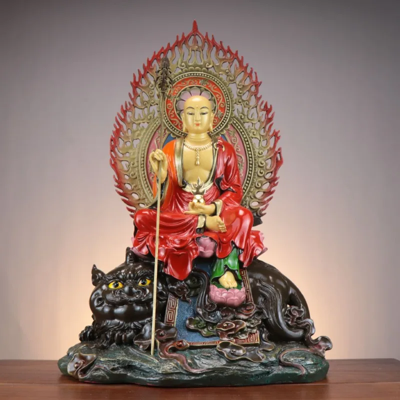 

Craft-painted Kizo King Bodhisattva ornament, dedicated to the Kizo King on listening mounts in a Buddhist hall