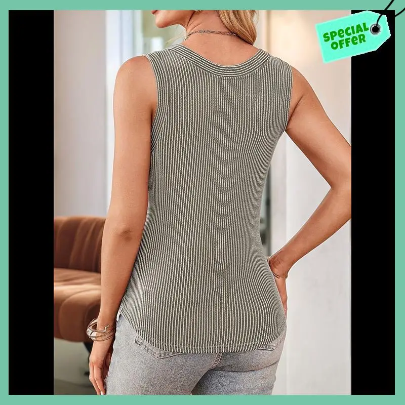 

Sturdy Womens Tank Tops 2025 Loose Button Down V Neck Flowy Summer Tops Basic Beach Vacation Outfits