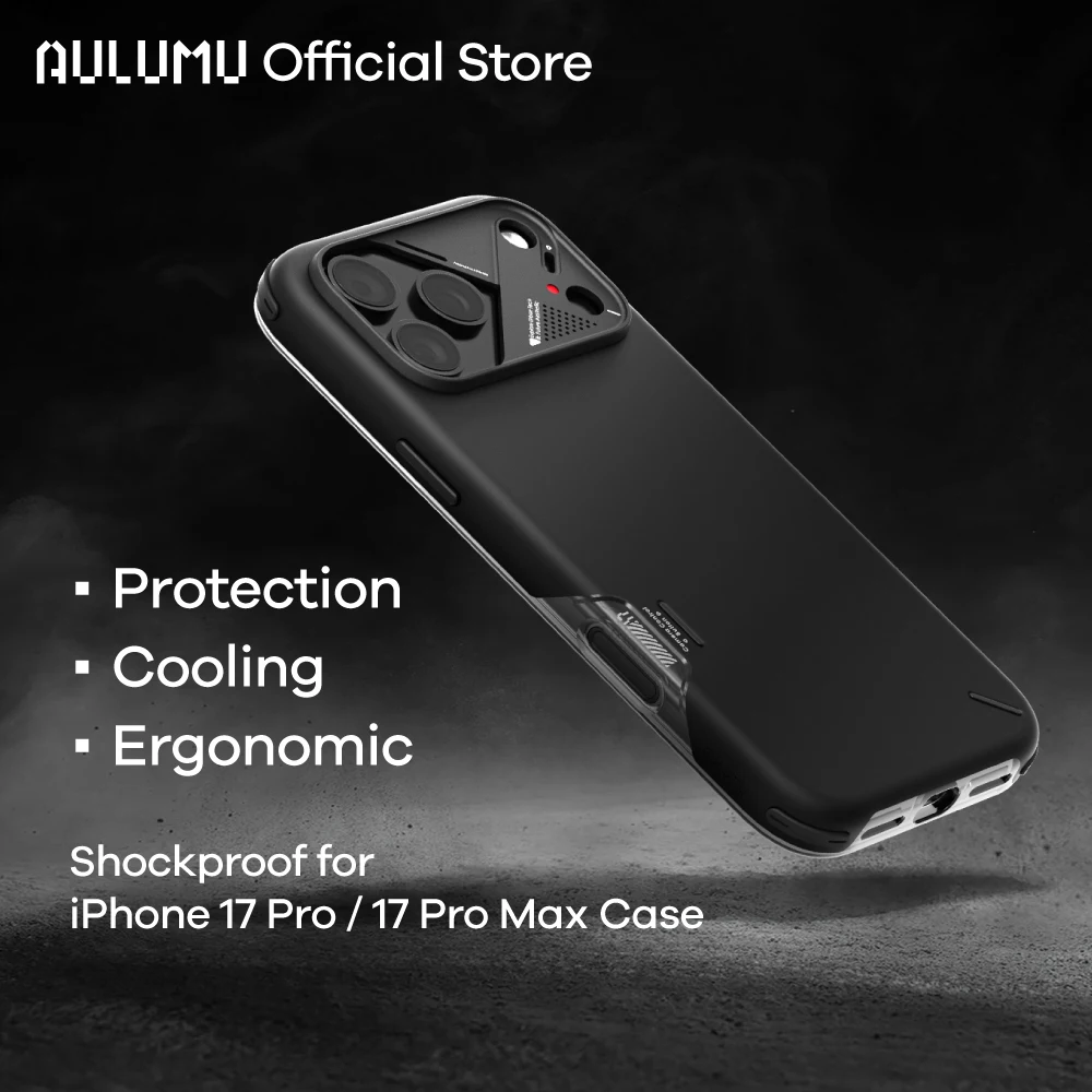 Aulumu A17 Shockproof for iPhone 17 Pro/17 Pro Max Case Camera Control CoolHyper Aluminum Alloy Camera Frame Tempered Glass Film