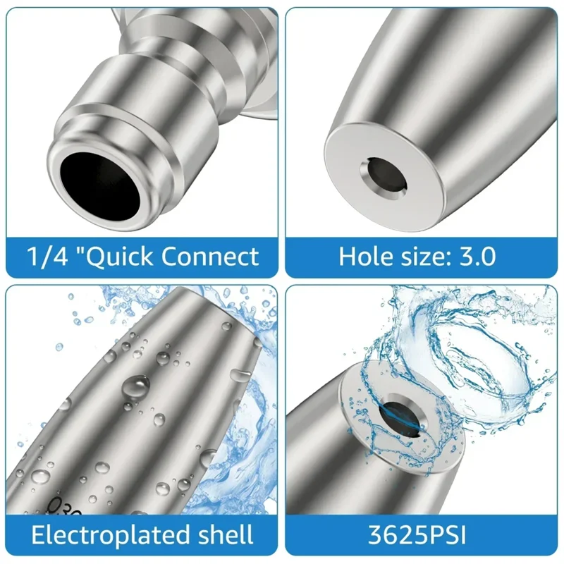 

AT19-Turbo Nozzle For Pressure Washer Rotating For Hot And Cold Water With 1/4 Quick Connect Stainless Steel 3625 PSI