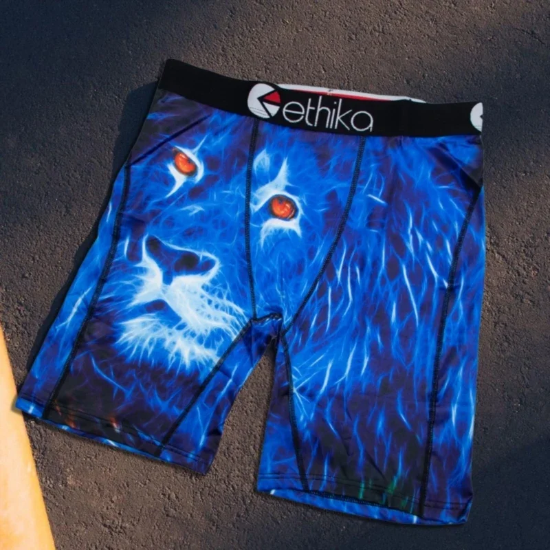 

ETHIKA Men Boxershorts Nylon Breathable Mesh Crotch Man Underwear Men's Panties Plus Size 3XL Men Underpants Printed Men Trunks