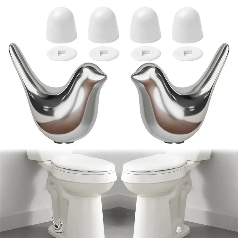 A23E-2Set Birds Toilet Bolt Covers & 4Packs Universal Toilet Bolt Caps,Cute Decorative Toilet Floor Screw Cover Caps