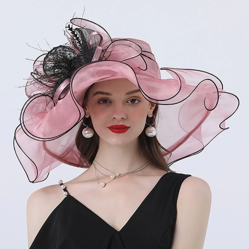 Bowler Hat Women Organza SunVisor Hat for Party Wedding Photography Props