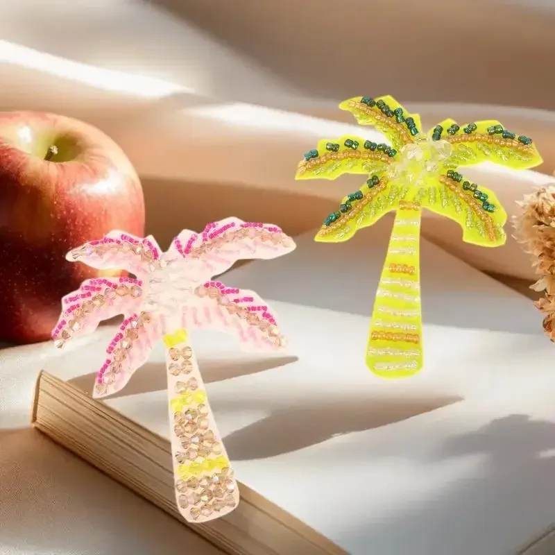 3D Coloful Beads Coconut Tree Patches For Clothing Hat Sewing Beaded Accessories DIY Applique Decoration