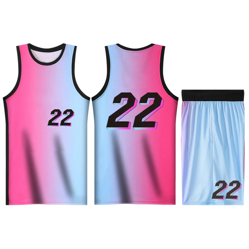 Summer Kids Basketball Uniform Two-Piece Loose 3D Colorful Printed Top Children Mesh Breathable Shorts Quick-Drying Boys Clothes