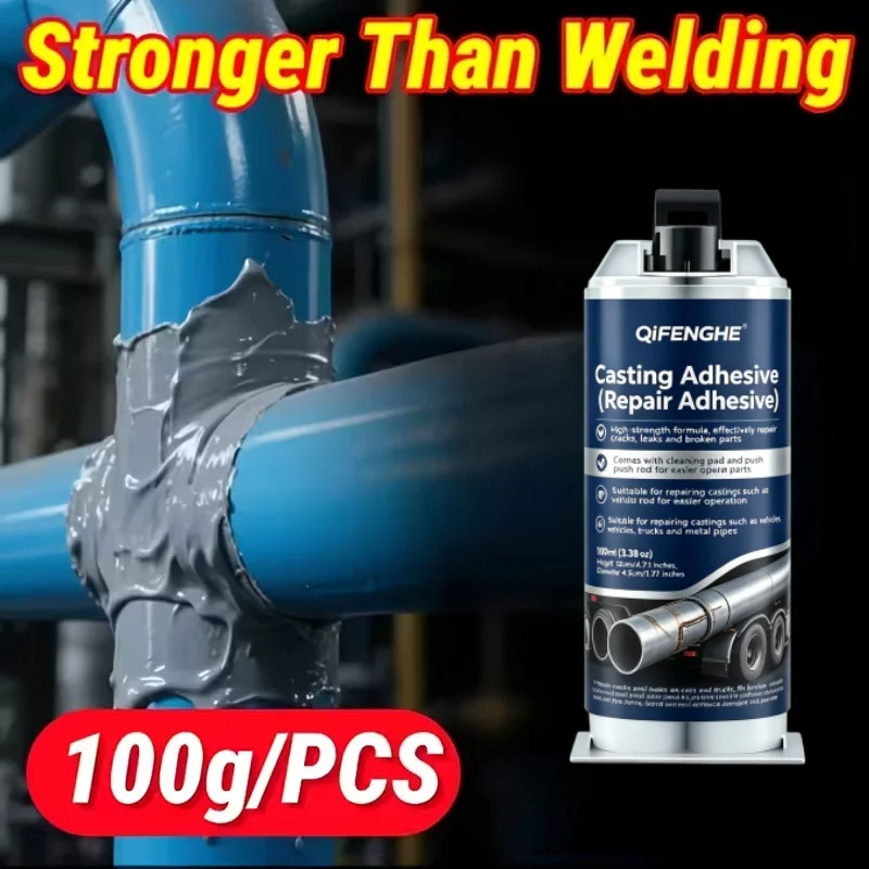 Metal Casting Repair Adhesive, High Strength Glue for Cracks & Leaks on Pipes & Vehicles, 100ml