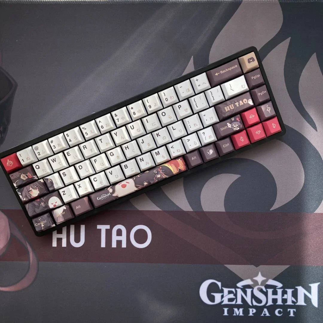 Imagem -04 - Genshin Impacto hu Tao Anime Keycaps Perfil Cereja Teclado Mecânico Pbt Sublimação Acessórios pc Presentes Gamer 128 Chaves