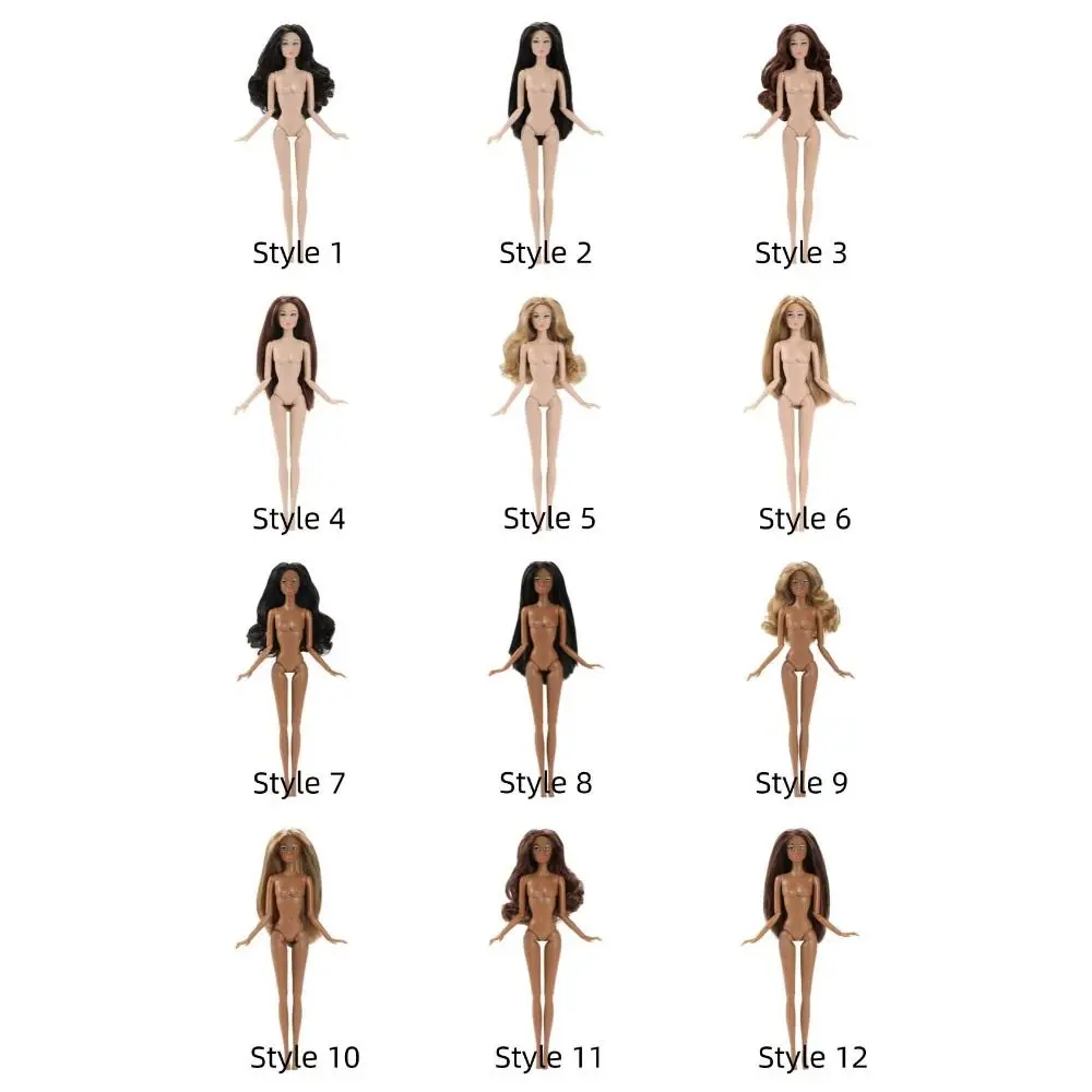 Girls European Supermodel Nude Curly Hair Dress Up 1/6 Model Dark Skin 32cm Action Figure Body DIY