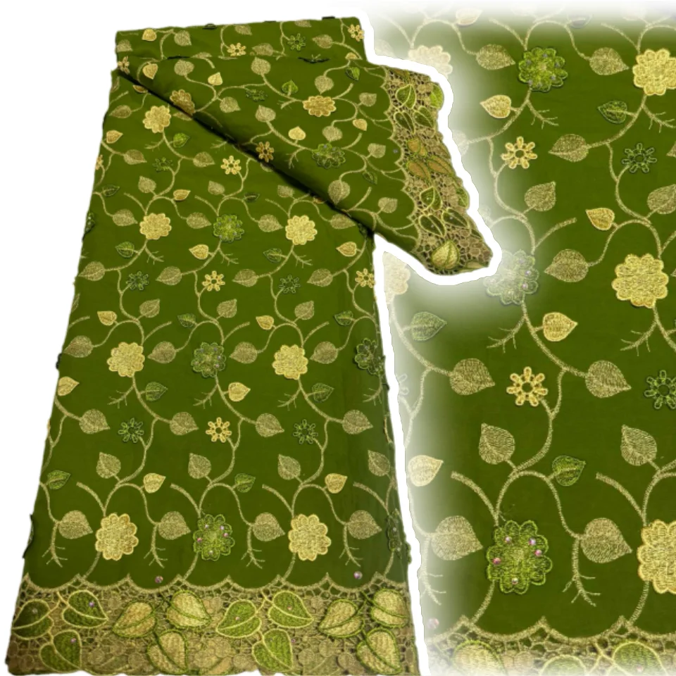 3d Bloemen Applique Voile Kant Stof Kwaliteit Nigeriaanse Afrikaanse Katoenen Stof met Stenen voor Vrouwen Avond Jurken SZ1355