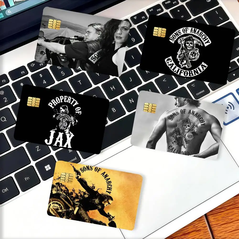 Pegatinas decorativas para tarjetas de crédito de la serie Drama TV s-Sons of A-Anarchy, adecuadas para tarjetas bancarias, transporte público, regalo antiarañazos, 4 Uds.