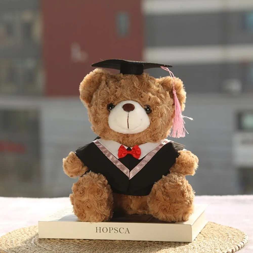New Graduation Dr.Bear Plushie Cute Design Soft Animal Dolls 23cm Multiple Collar Colors Teddy Bear Boys Girls Gift