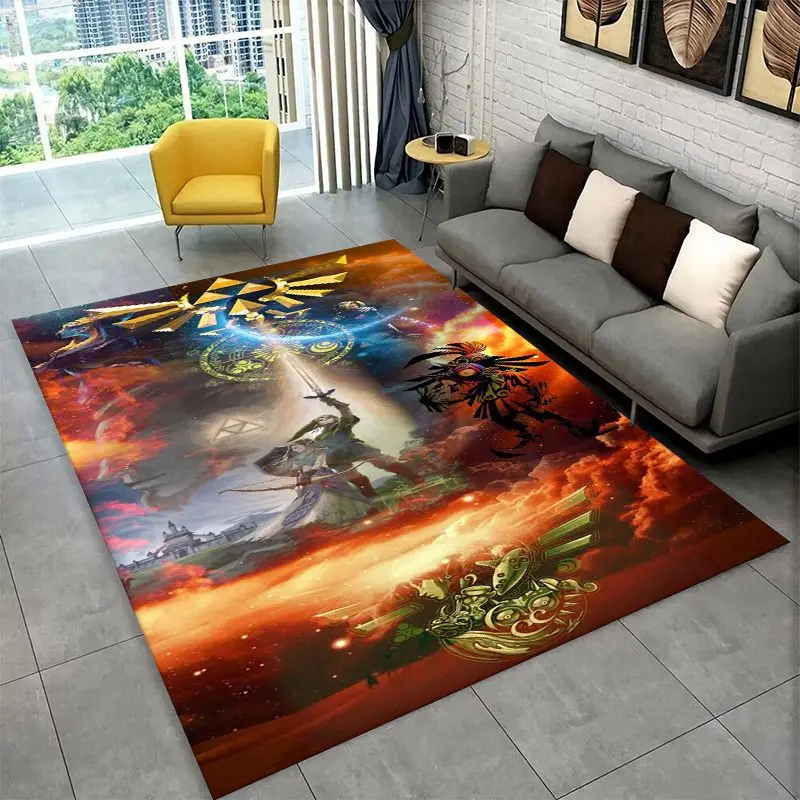Classic Z-Zelda Cartoon Games Non-Slip Area Rug for Living Room,Bedroom,Playroom,Soft Carpet Floor Mat Home Decor Rug Kids Room view 5