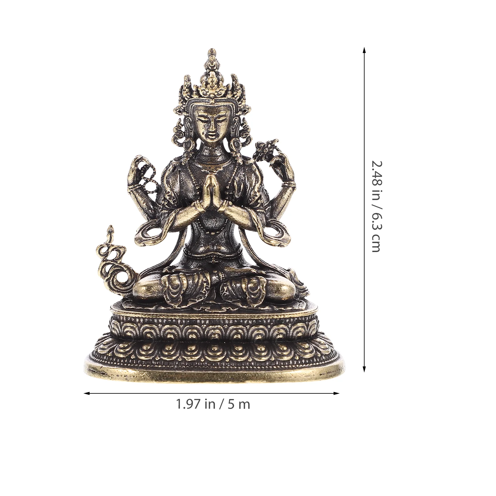 Buddha Statue Ornament Vintage Decor Avalokitesvara Shaped Figurine Large Indoor Adorn Brass