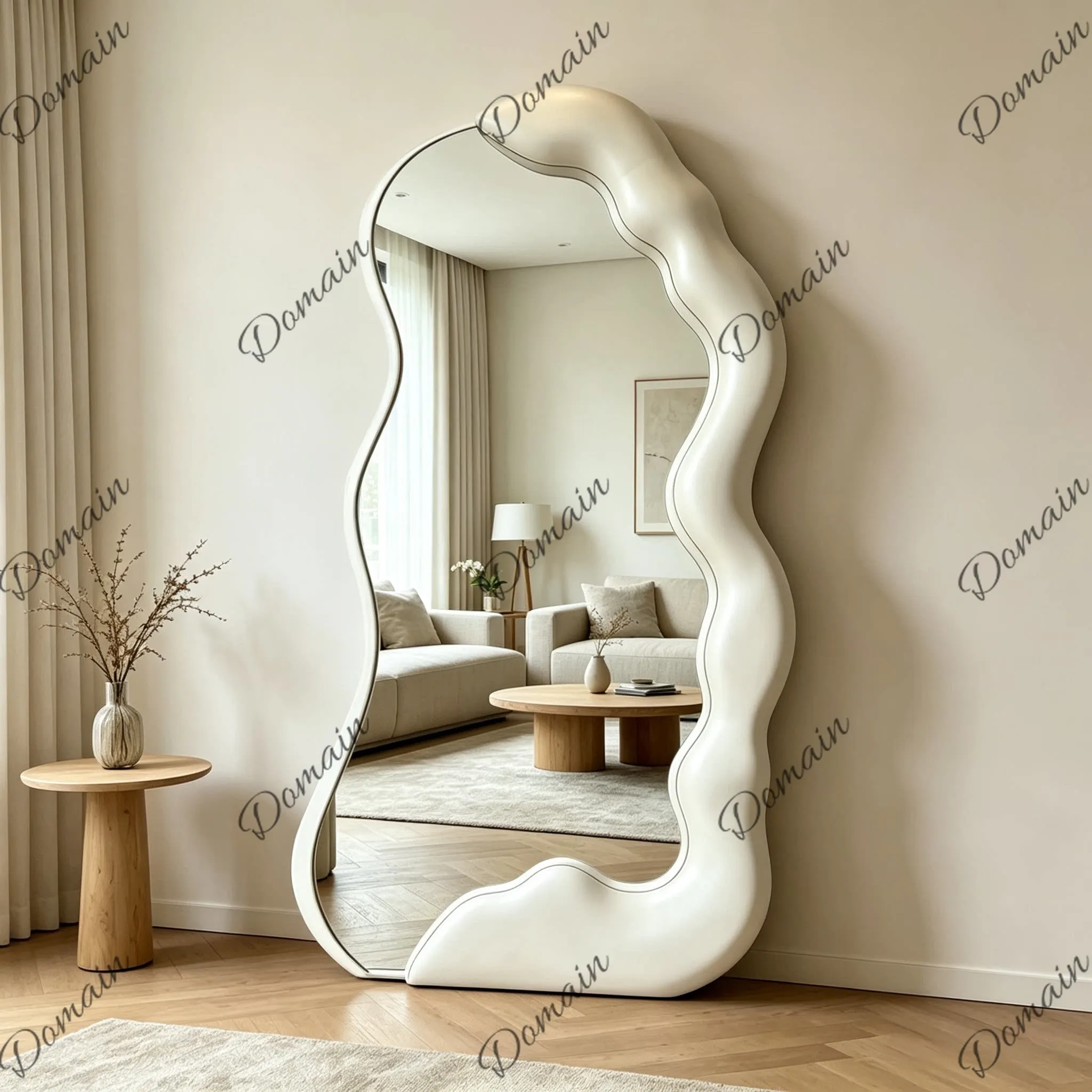 Advanced special-shaped floor-to-ceiling wave full-length mirror household bedroom irregular fitting mirror