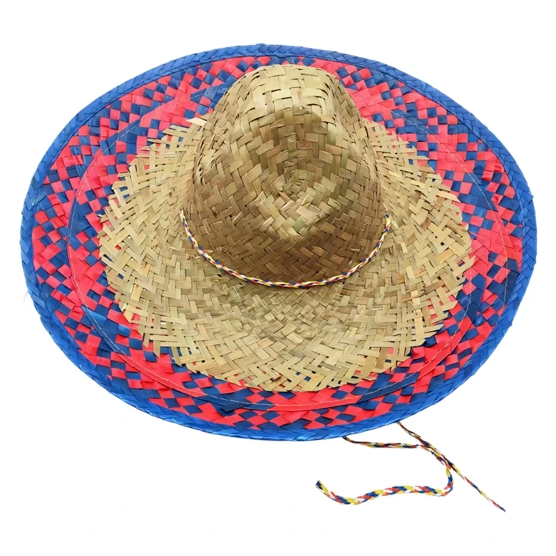 50LE Handwoven Natural Straw Sun Hat With Delicate Colorful Embellishment For Ladies