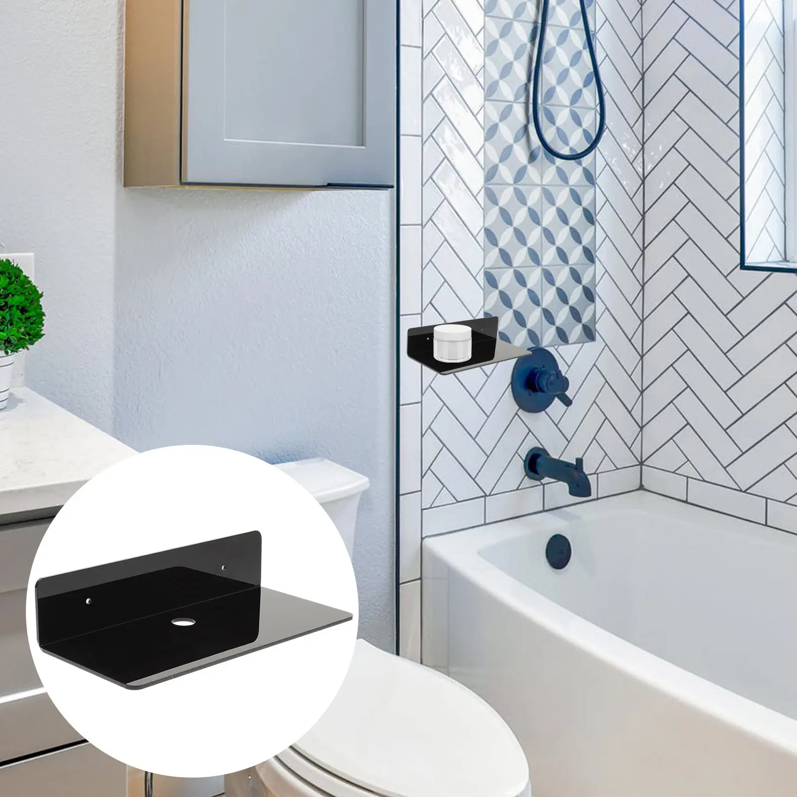 1Pcs Wall-Mounted Storage Rack Drill-Free Acrylic Household Shelf Multi-Purpose Hanging Holder for Bathroom Kitchen Bedroom