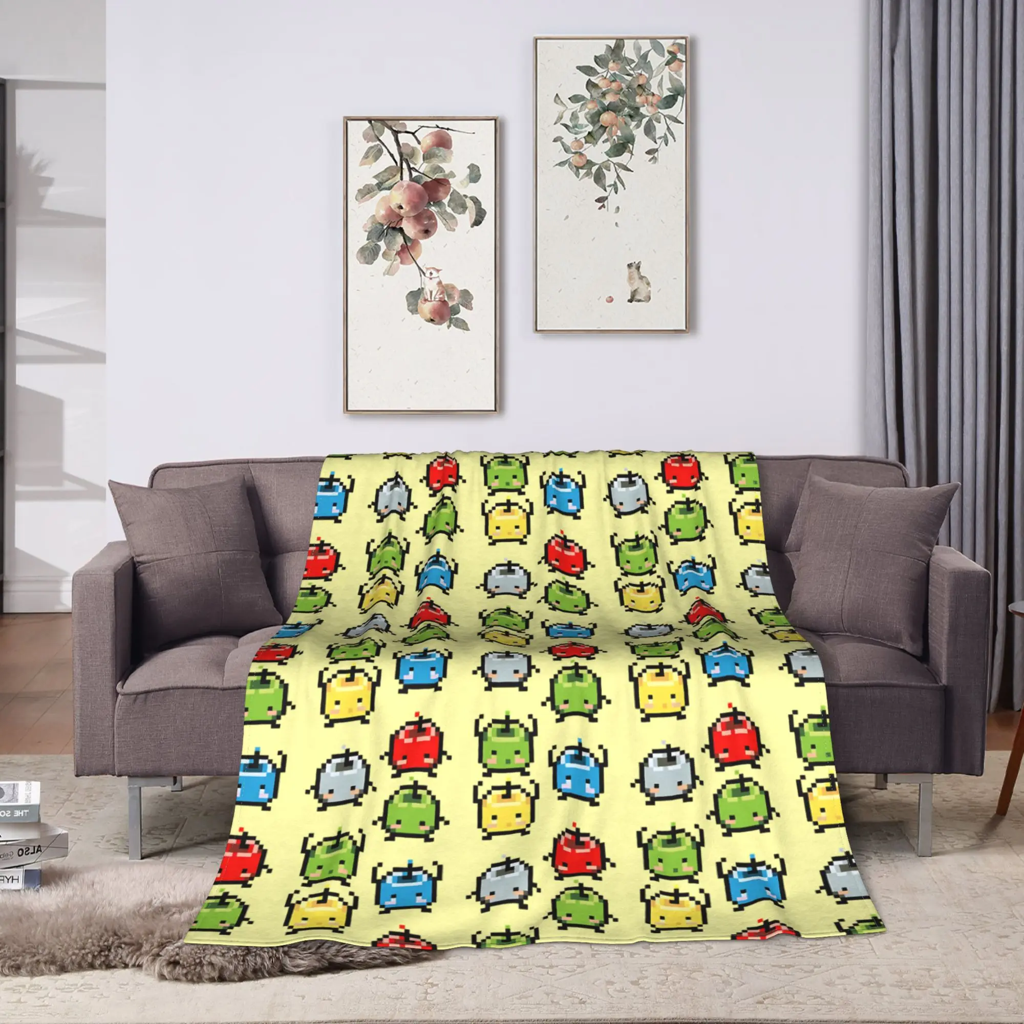 Junimos Blue Chicken Stardew Valley Blanket Warm Soft Fluffy Plush Throw Blanket For Couch Camping Flannel Bedspread Bed Cover