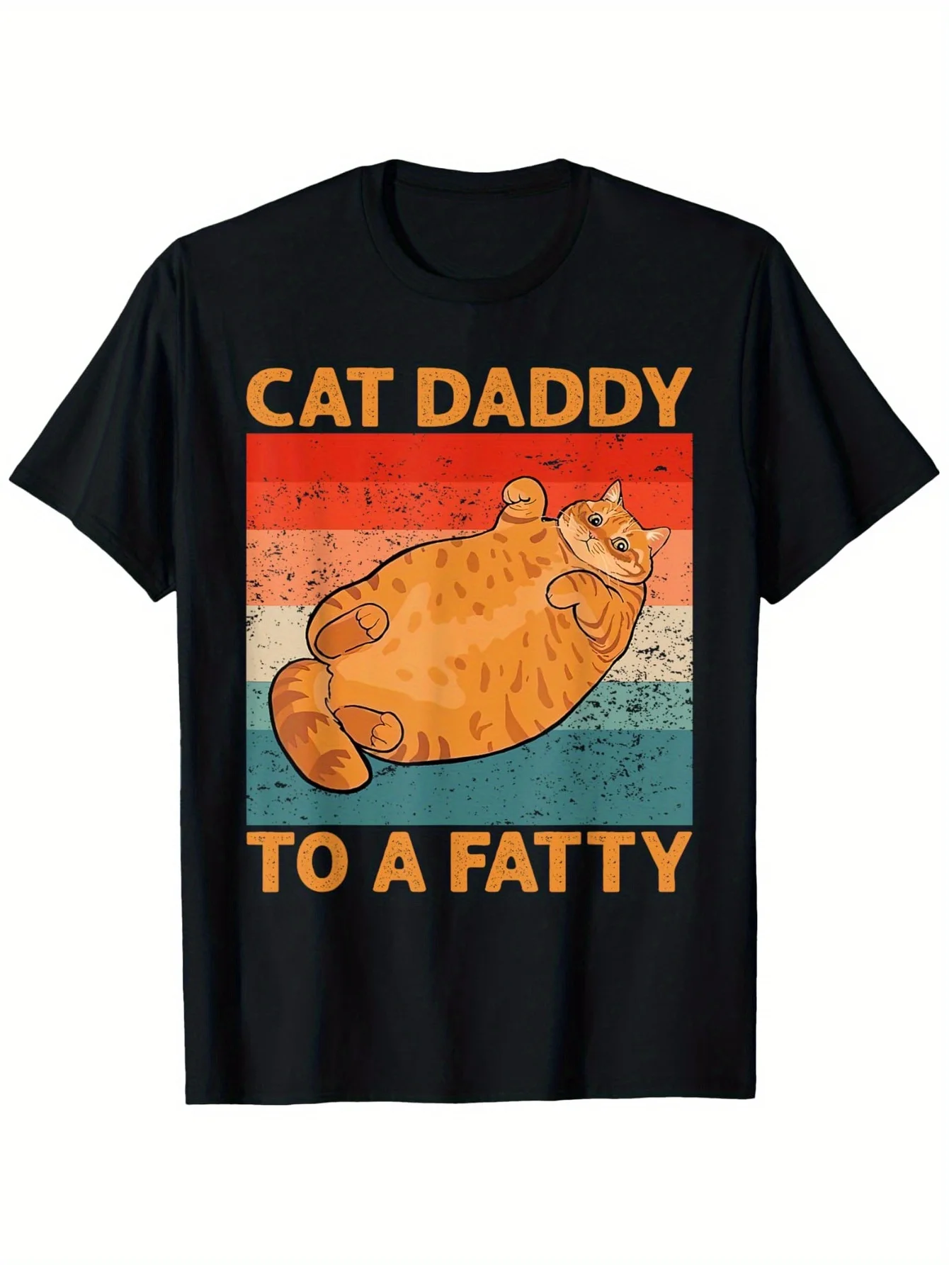 Pet Mom & Dad Retro Cat Tees Unisex Adult Cat-Themed T-Shirt Black Small Retro Fat Chonk Dad Tee Funny Cat Daddy To A Fatty